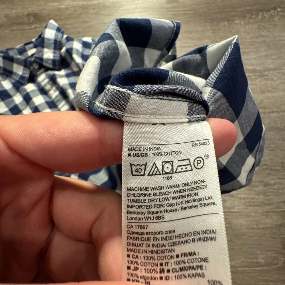Banana Republic Shirt Mens XL Blue Cotton Camden Fit Gingham Plaid Casual Preppy